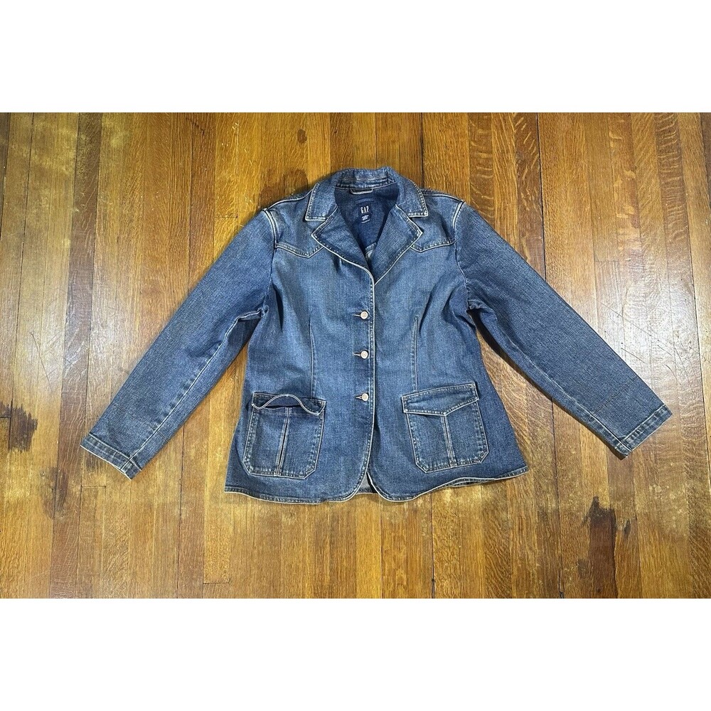 Vintage Gap Denim Jacket Women Blue Jean Western Y2K Cowgirl 2001 XL Stretch